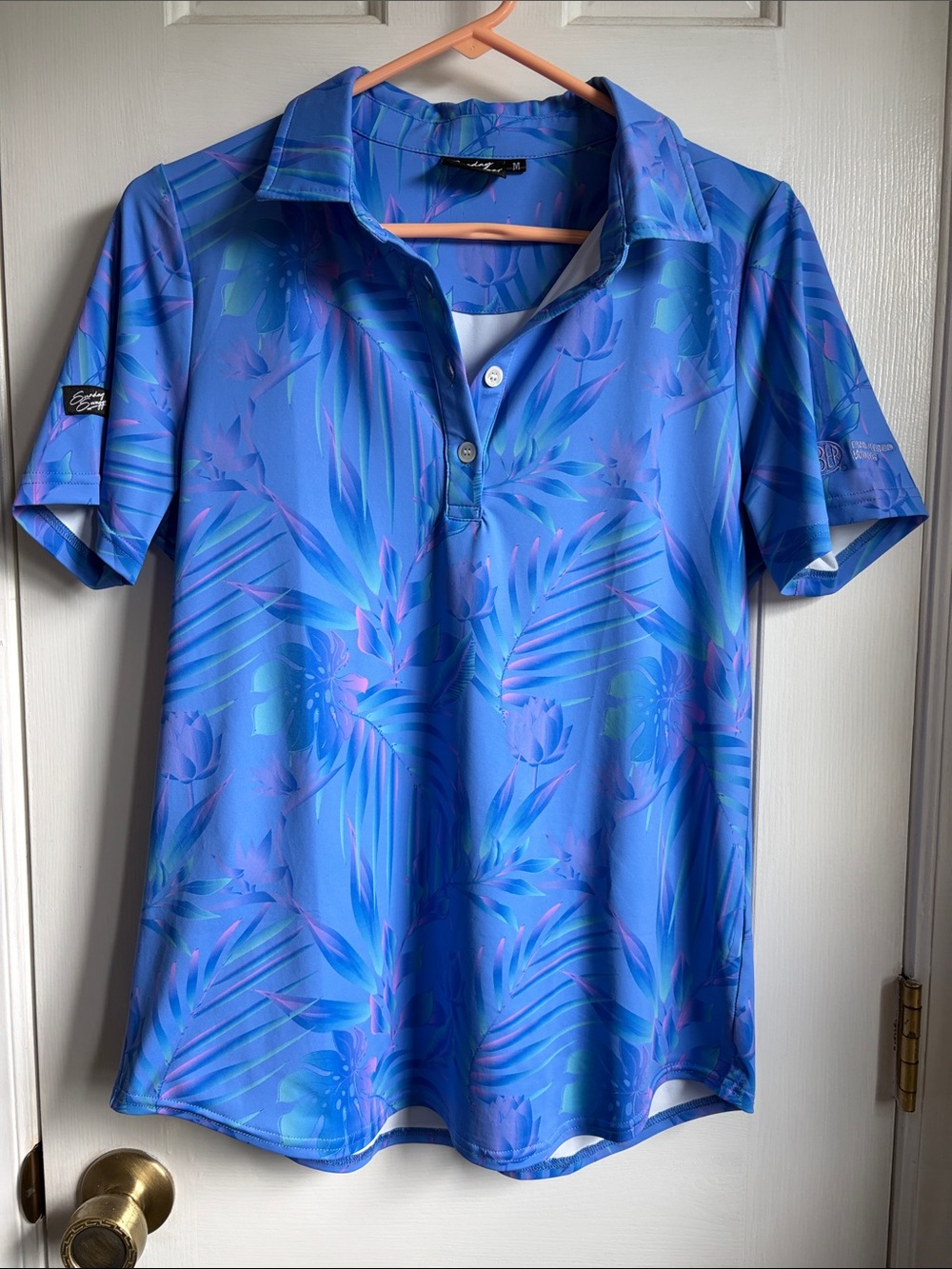 Sunday Swagger Blue Tropical Print Polo